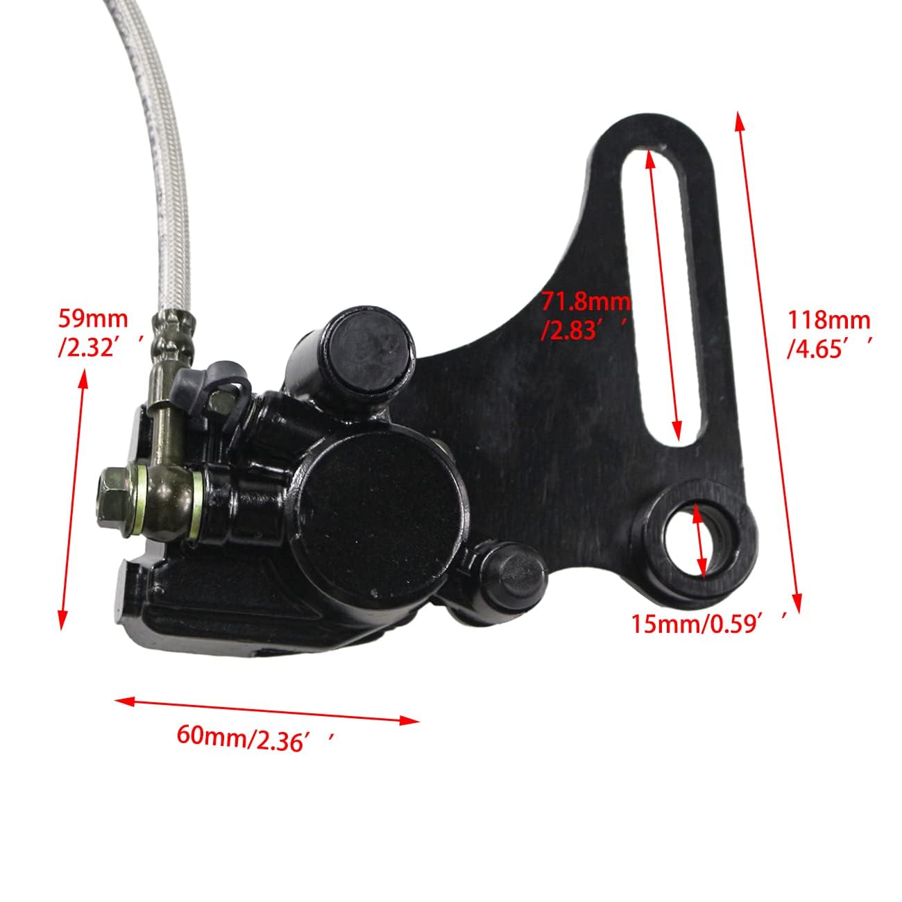 PRO BAT 15mm Rear Brake Assembly Master Cylinder Caliper Replacement for Coolster SDG SSR 107 110 125 I BK12, Black