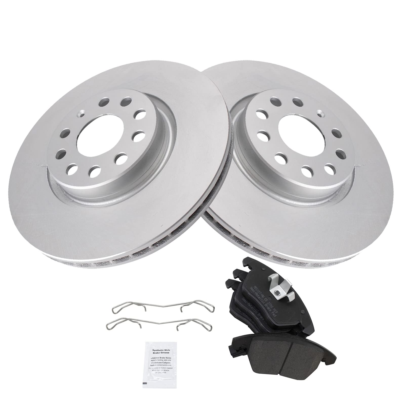 Trq Front Metallic Brake Pad & Coated Rotor Set Compatible With Tt A3 Vw Cc Gti Jetta Passat