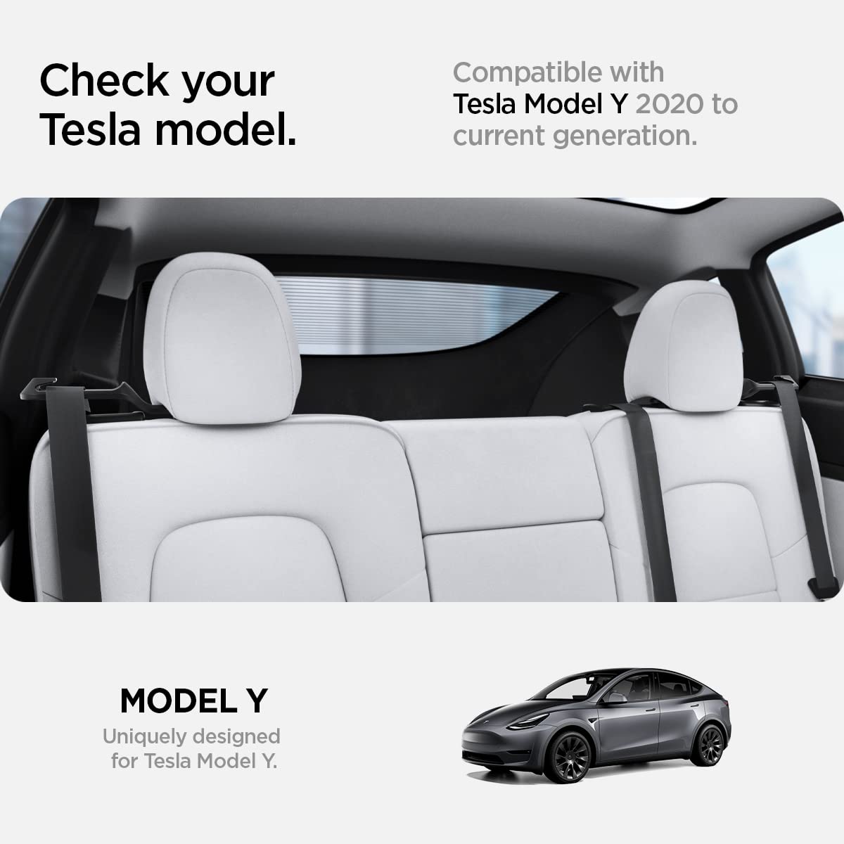 Spigen Backseat Seatbelt Guide Holder Designed For All Tesla Model Y 2025/2024/2023/2022 [Compatible With New Tesla Model Y 2025