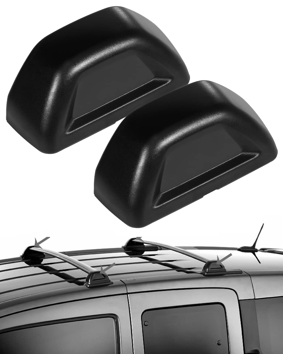 cciyu 1x Black Roof Rack Crossbars End Covers Cargo Rack End Cap Replacement Fit for 2003-2011 for Honda Element Sport Utility 4