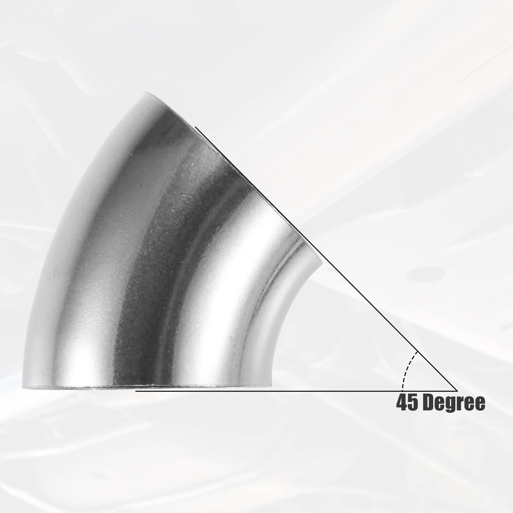 X AUTOHAUX 4 Pcs OD 4 Inch 45 Degree SS304 Stainless Steel Bend Tube Exhaust Elbow Pipe for Car Modified Exhaust System 4'' Pipi