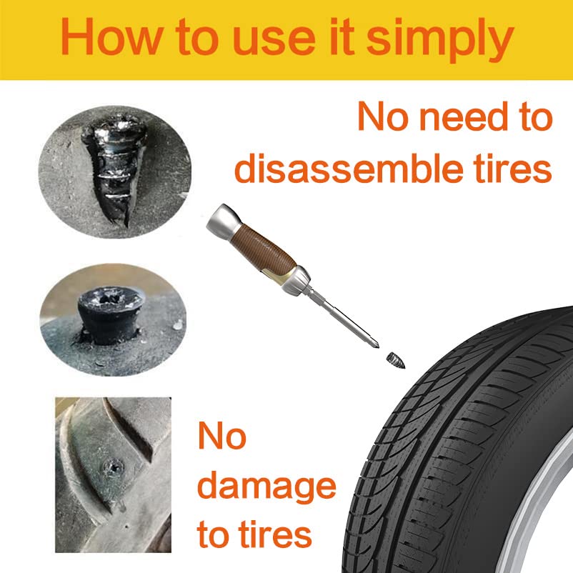 NORSHIRE Tire Repair Kit - Self-Tapping Rubber Nails for Car, Motorcycle, ATV - Model RN9, Small Size
