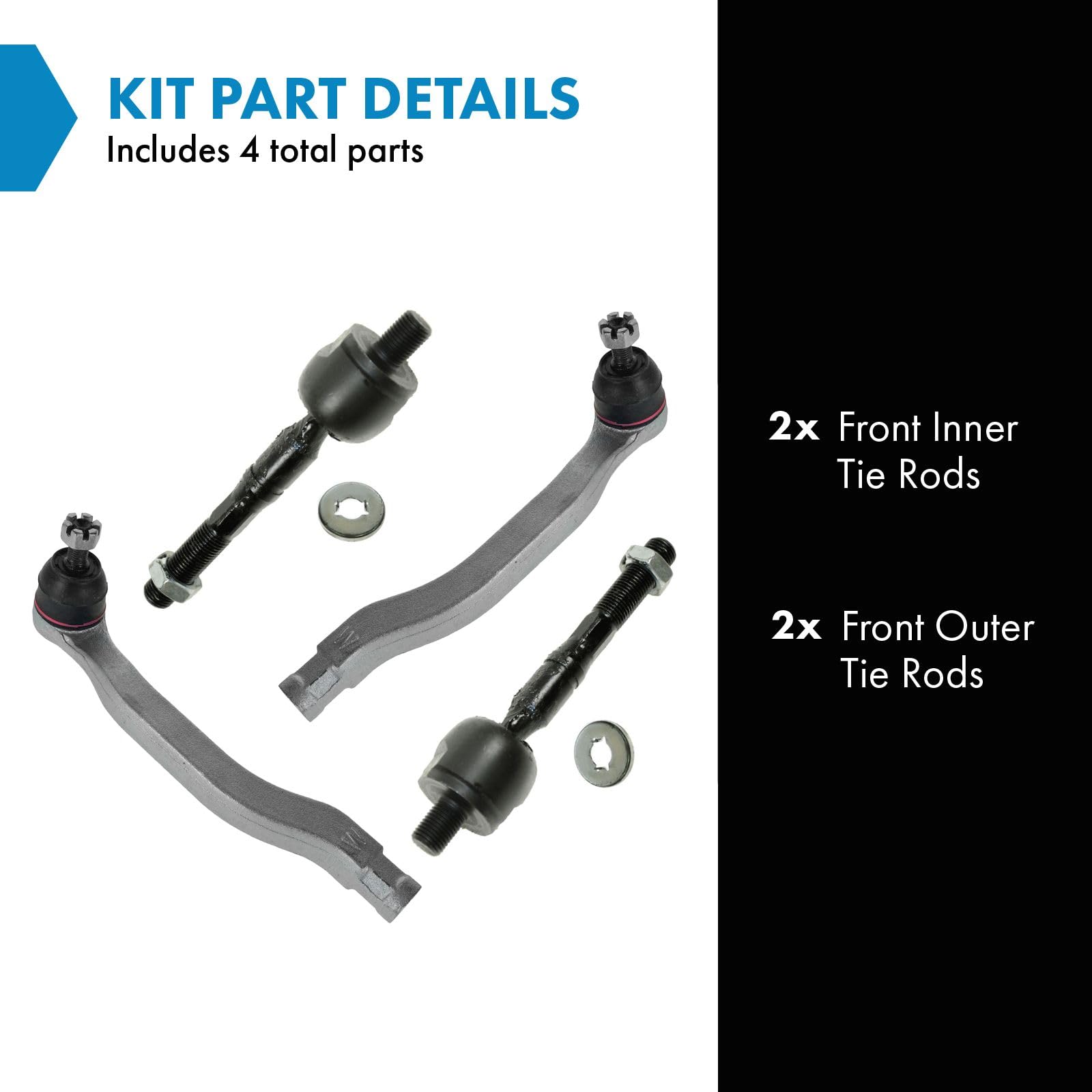 Trq Front Tie Rod Set Compatible With 1998-2002 Honda Accord