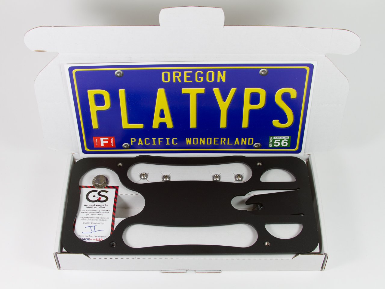 Cravenspeed Platypus License Plate Mount Compatible With Mini Cooper (F56) 2014-2021 | No Drilling | Installs In Seconds | Made