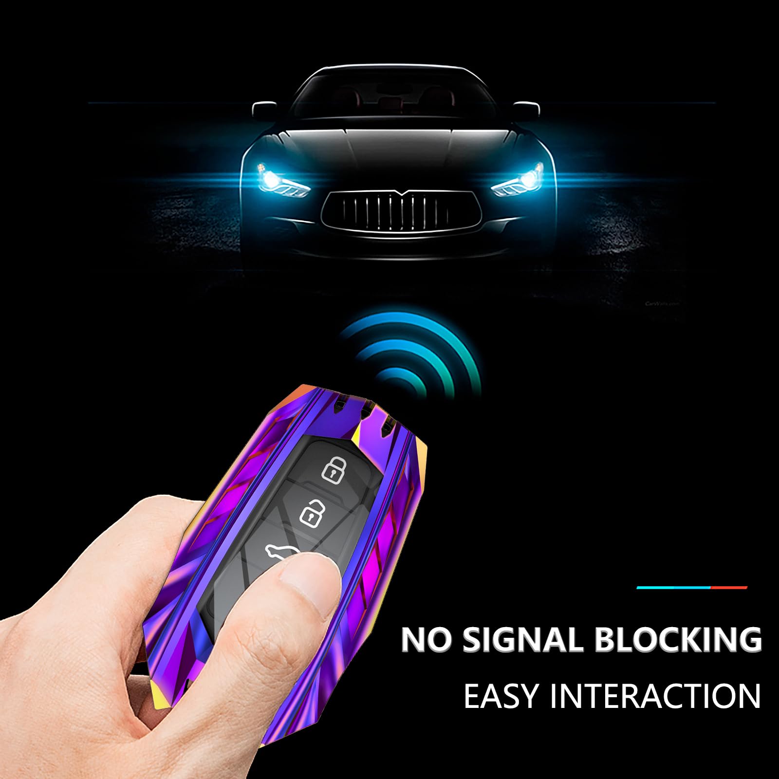 Ocezbiis Toyota Key Fob Cover, Zinc Alloy Protection, For Style B, Purple Keychain Accessories
