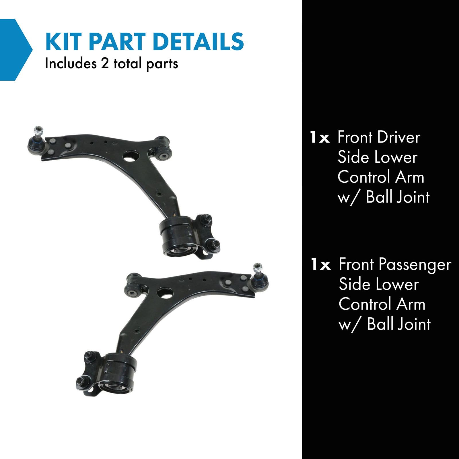 Trq Front Lower Control Arm With Ball Joint Set Compatible With 2006 Volvo C70 2004-2006 S40 2005-2006 V50