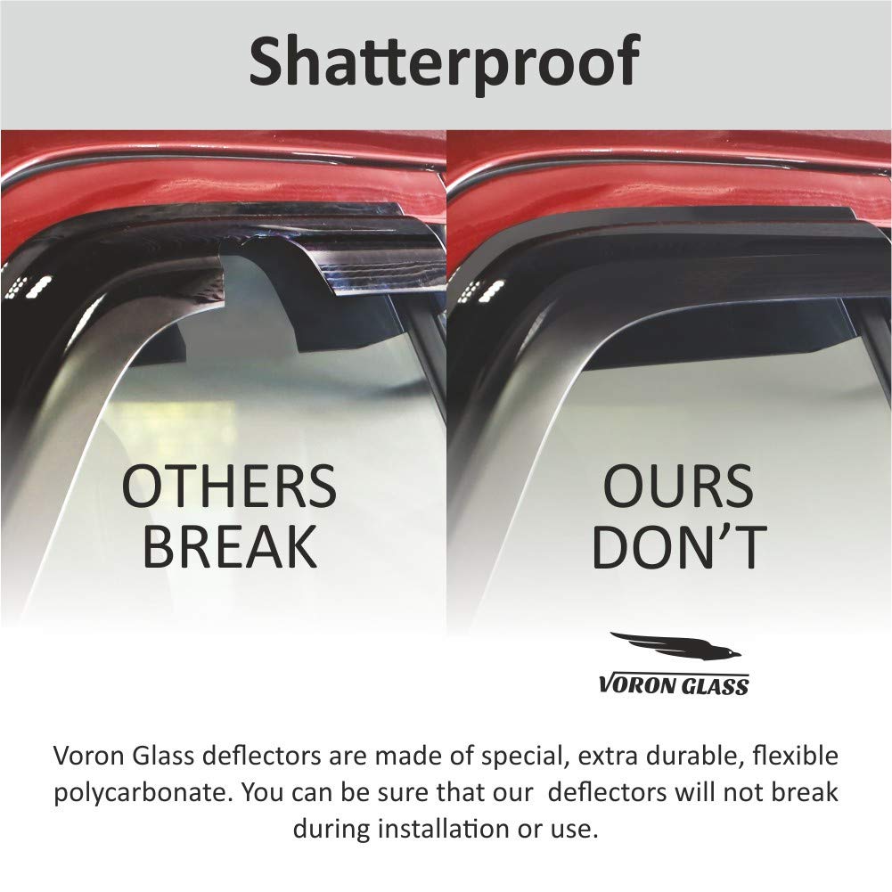 Voron Glass Tape-On Extra Durable Rain Guards For Trucks Ford F-150 2009-2014 Supercrew, Window Deflectors, Vent Window Visors,