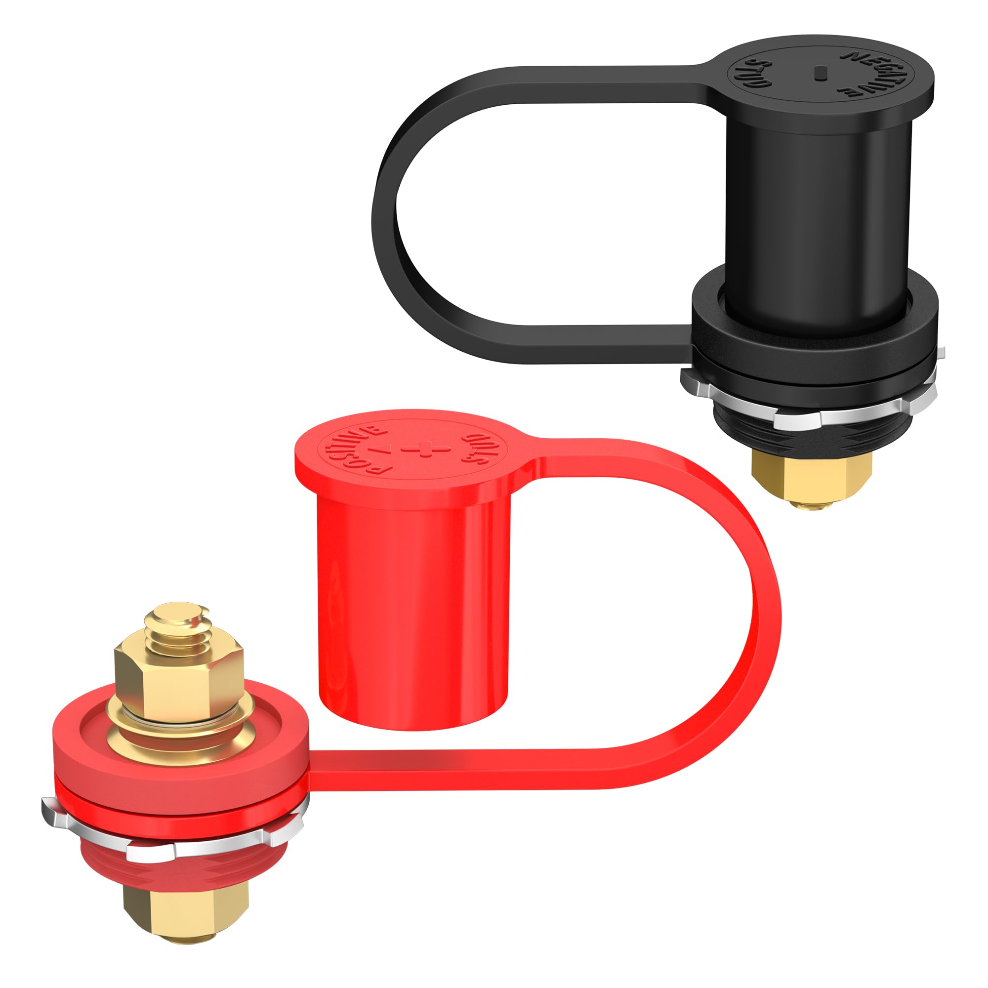 Joinfworld Thru Panel Battery Bulkhead Connectors 3/8 Stud with Copper Core 250A Battery Charging Jump Post Kit with Cover for A