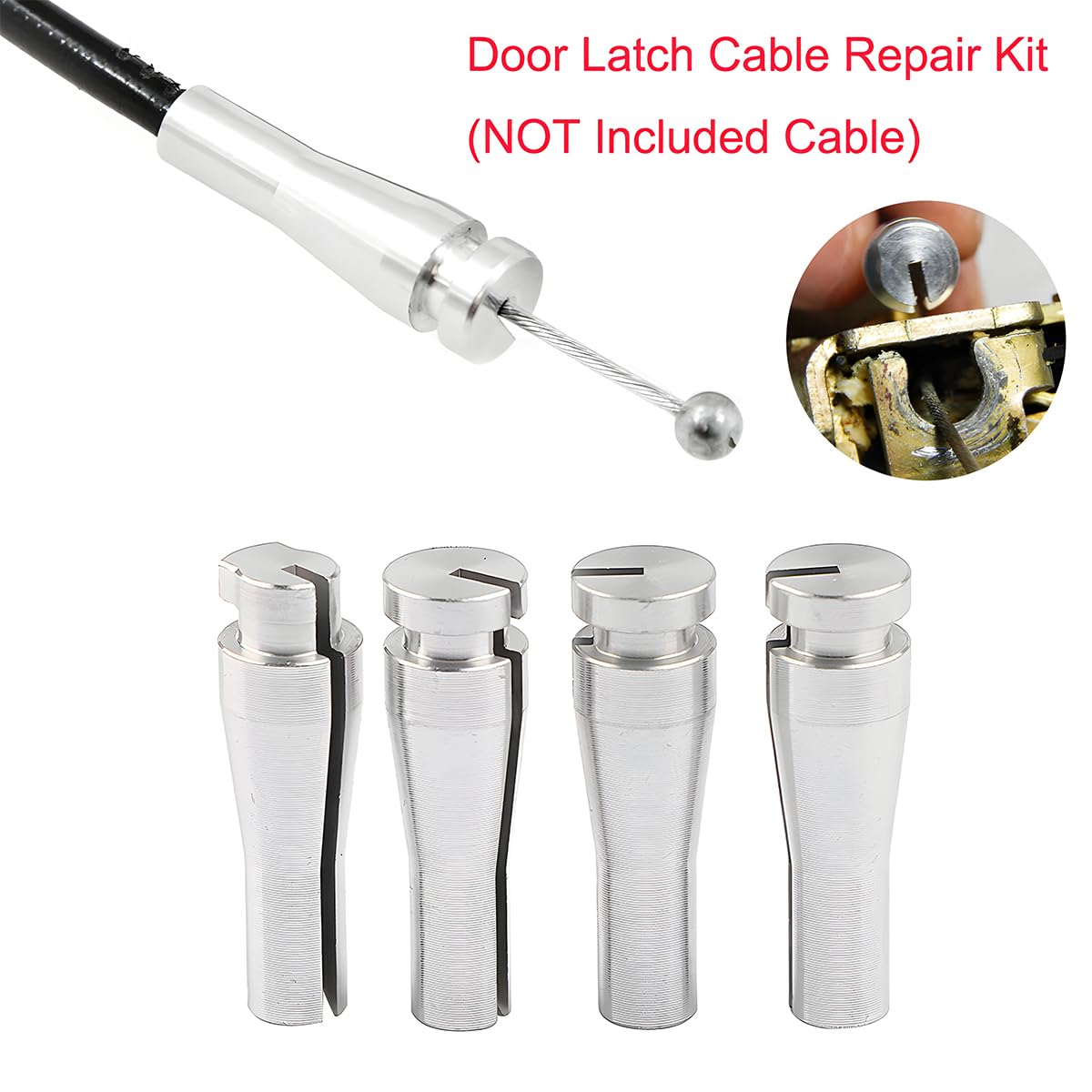 Zipelo 8 Ends Door Cable Repair Kit, Car Rear Door Lock Cable Repair Set Replacement, Aluminum Latch End, Car Accessories