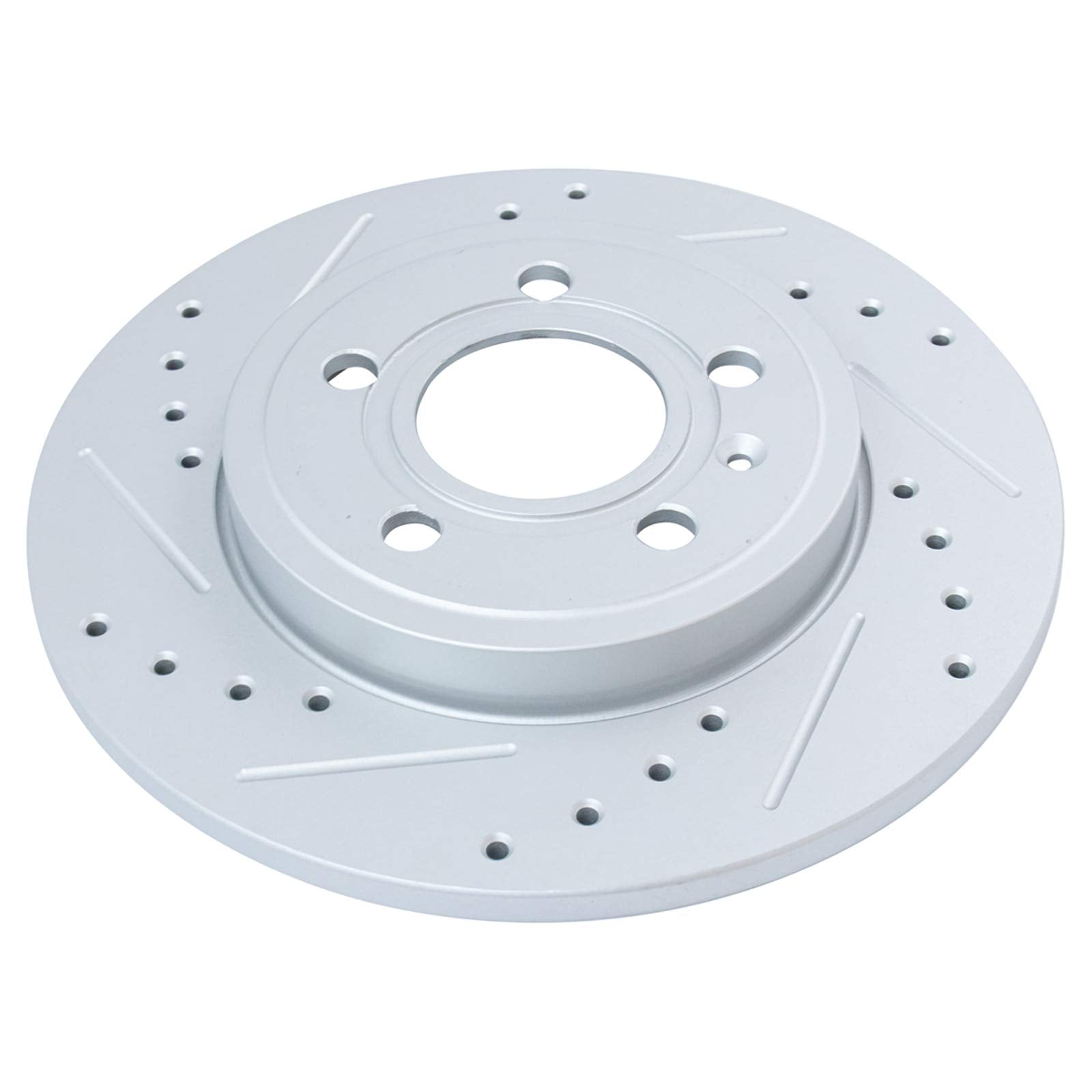 Trq Rear Performance Brake Rotors Set Premium G-Coated Cross Drilled & Slotted Compatible With 2005-2009 Audi A4 A4 Quattro