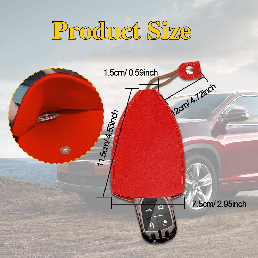 Lecctso Car Key Case, Pull Out Key Case, Leather Key Holder For Keychain, Car Accessories Universal For Women/Man