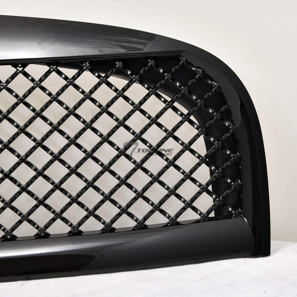 Topline Autopart Glossy Black Mesh Front Bumper Grill Guard ABS for 06-11 Chevy HHR