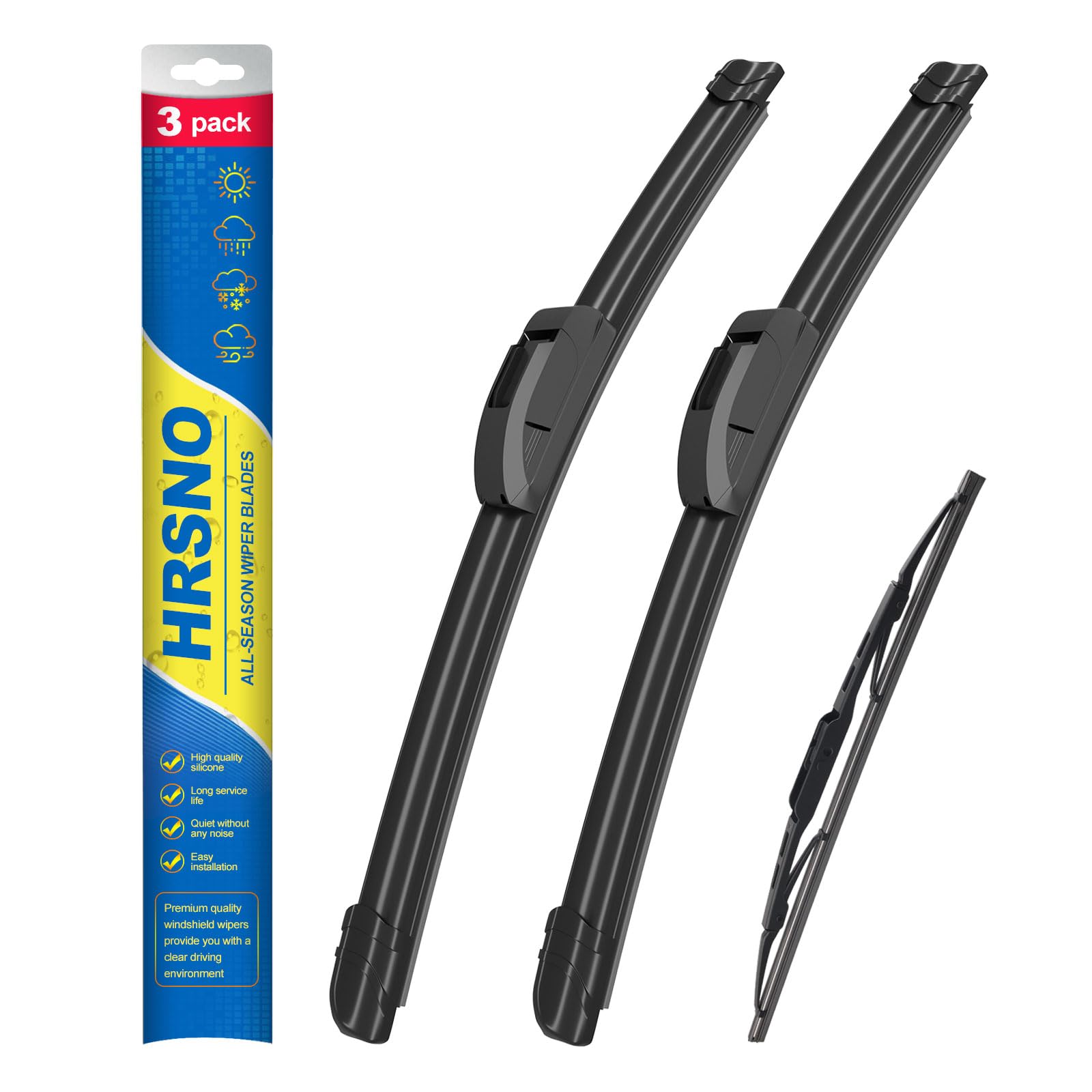 Hrsno 22''+22'' Windshield Wipers With 16'' Rear Wiper Blade Sets Automotive Replacement For Land Rover Lr4 2010-2016,Easy For I