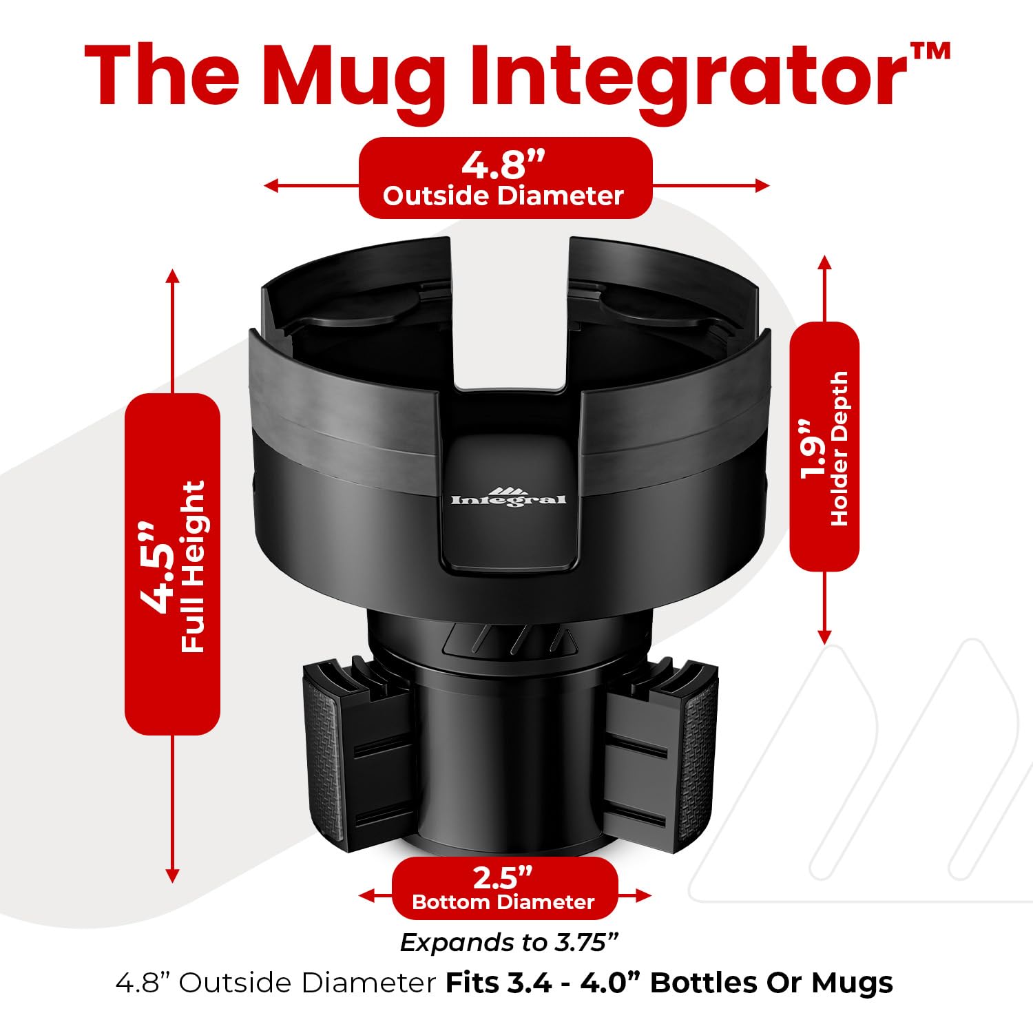 ESSENTIALLY ENGINEERED Integral Expandable Mug Holder - Adjustable Rubber Car Cup Holder for YETI 14oz Rambler - Black T13