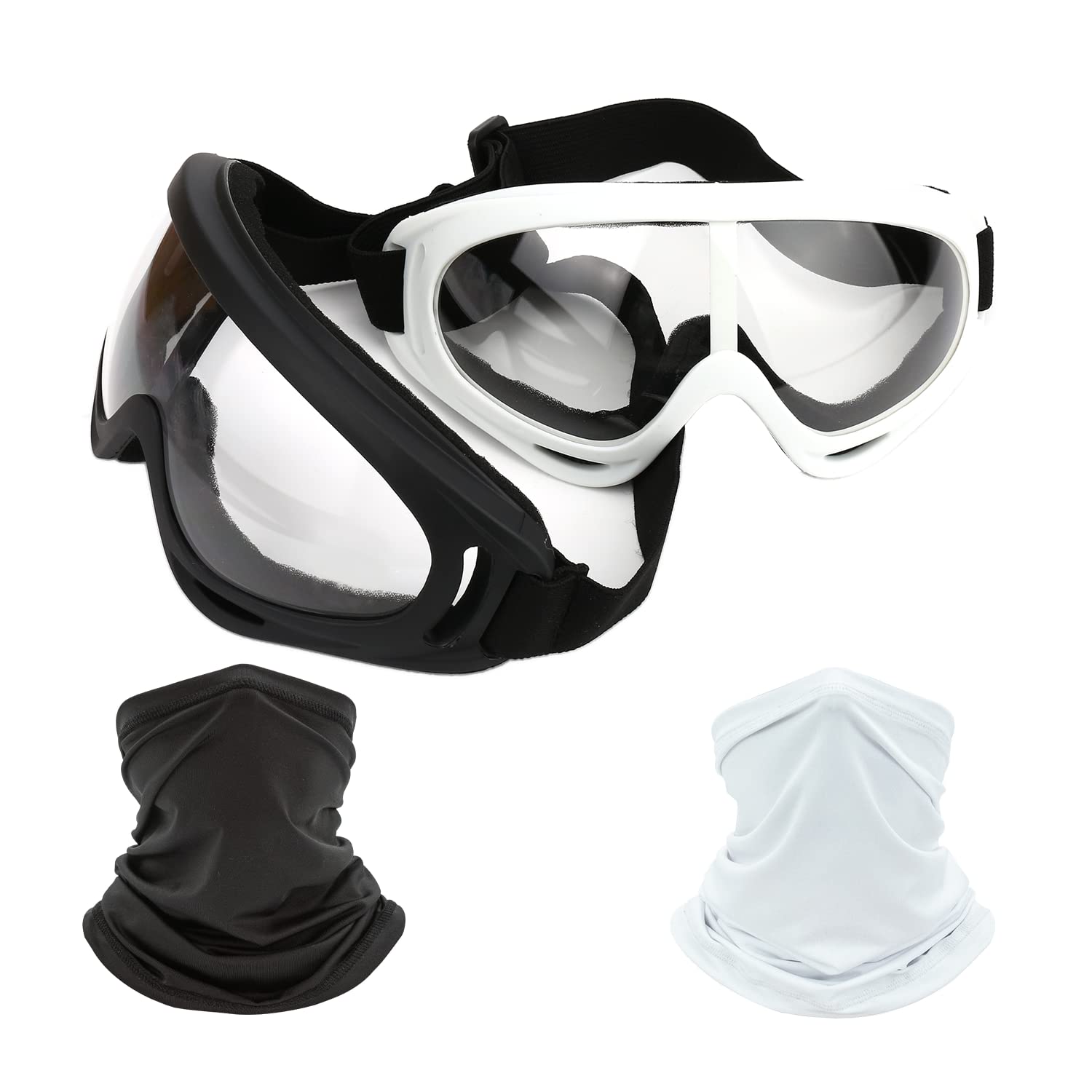 Ljdj Motorcycle Goggles,2 Pack Dirt Bike Atv Motocross Anti-Uv Adjustable Riding Offroad Protective With 2 Pack Neck Breathable