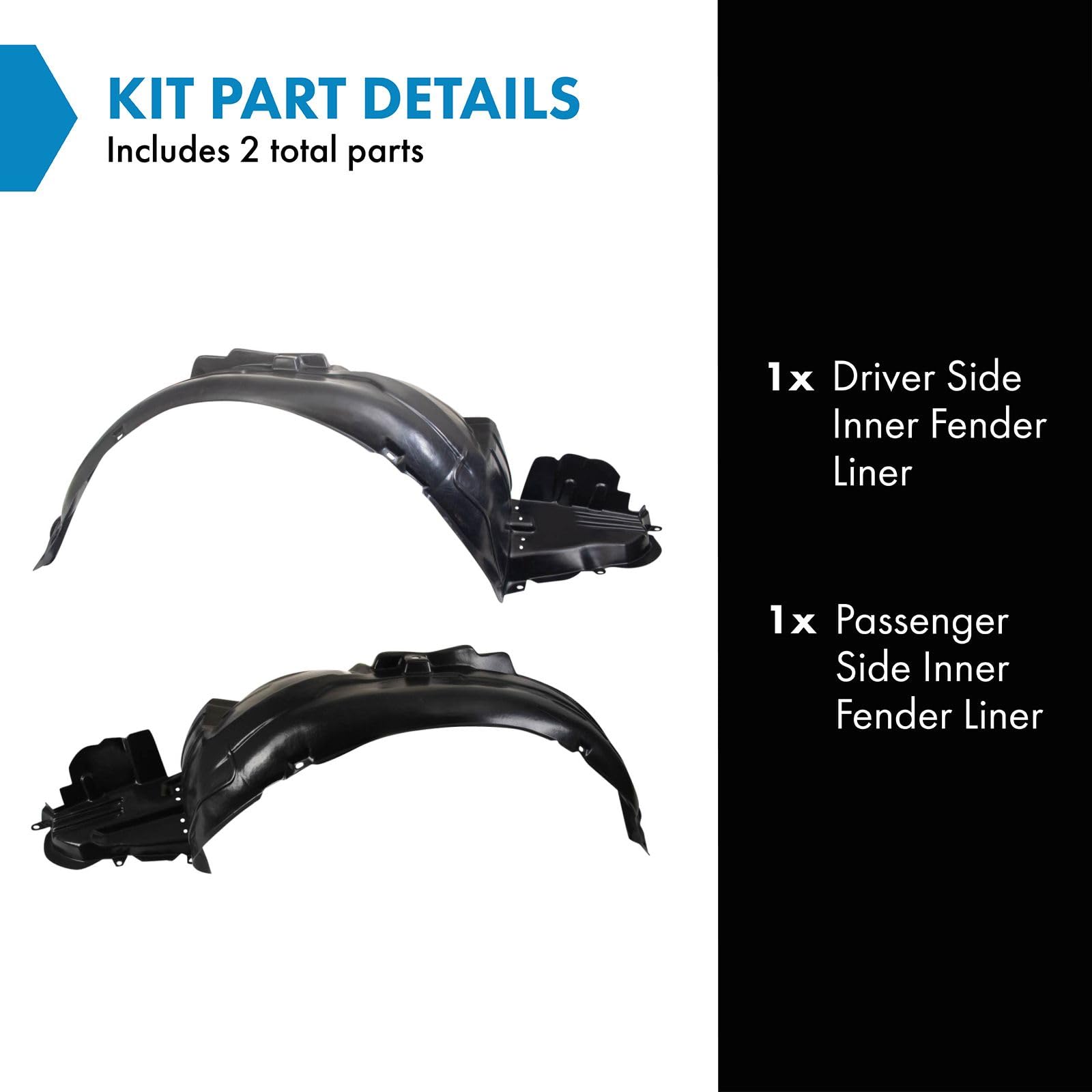Trq Inner Fender Liner Set Compatible With 2006-2007 Subaru Impreza Su1248116 Su1249116