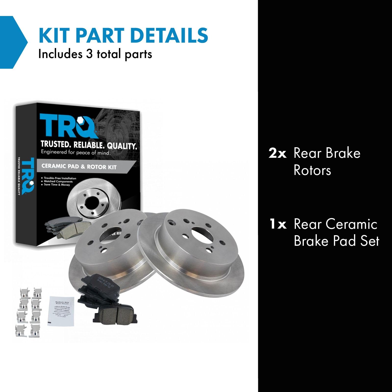 Trq Rear Brake Pad & Rotor Kit Brake Pads Brake Rotor Ceramic Compatible With 2005-2010 Scion Tc