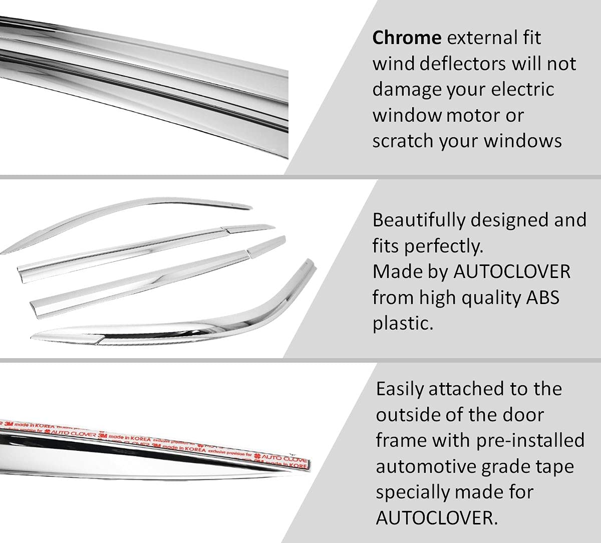 Autoclover Tape-On Rain Guards Window Visors 6 Pcs Set For Kia Soul 2020 2021 2022 2023 2024 2025 / Window Deflectors, Out-Chann