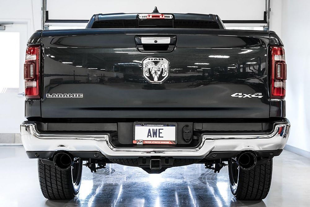 AWE Tuning Cat-Back Exhaust for 19-21 RAM 1500 5.7L - Dual Rear Exit, Diamond Black Tips, Model 3015-33006, One Size