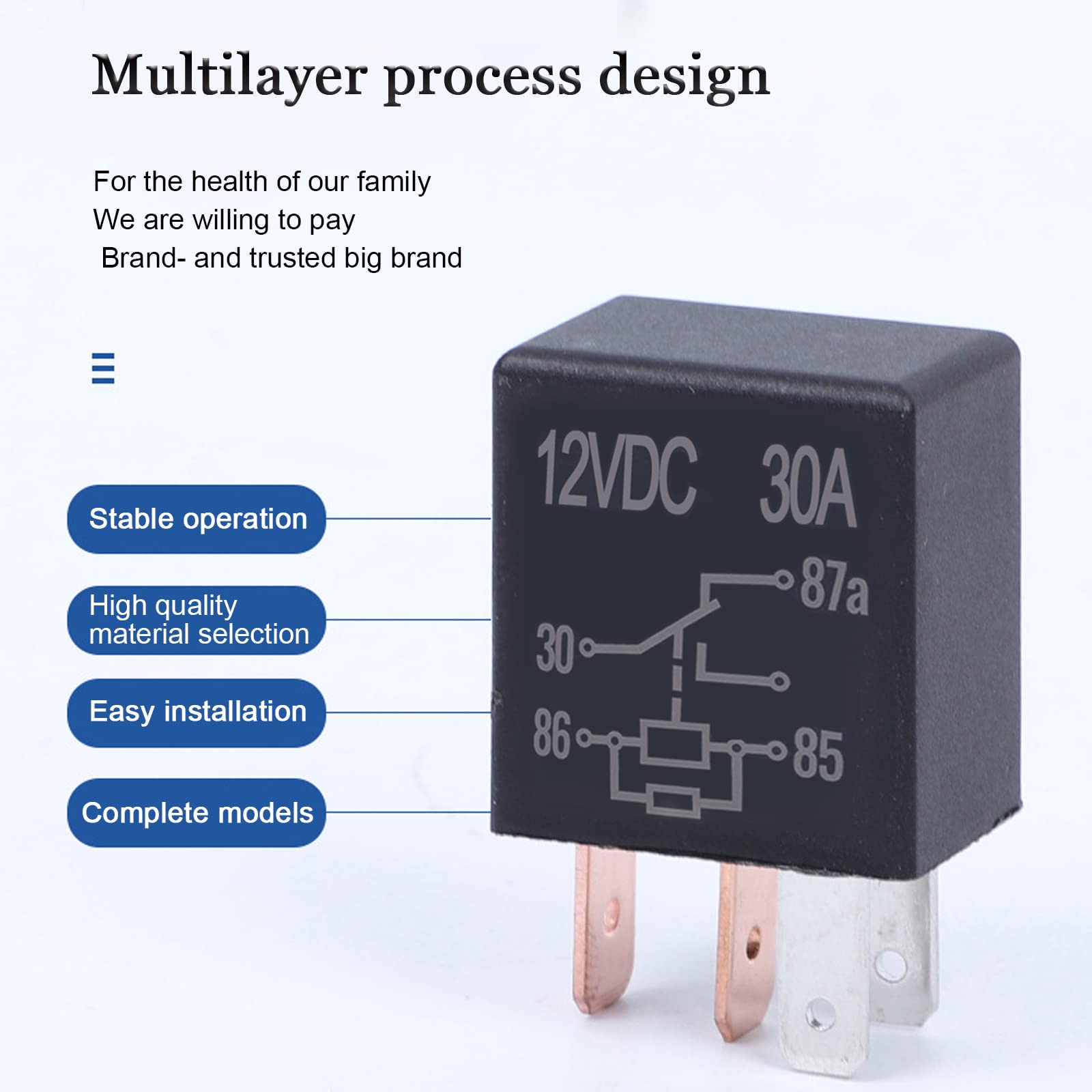 Miytsya 4 Pack Car 5 Pin Relay Switch 12V 30A SPST, Waterproof Stable Relay, Multi-Purpose Relay Heavy Duty Standard Relay Kit,