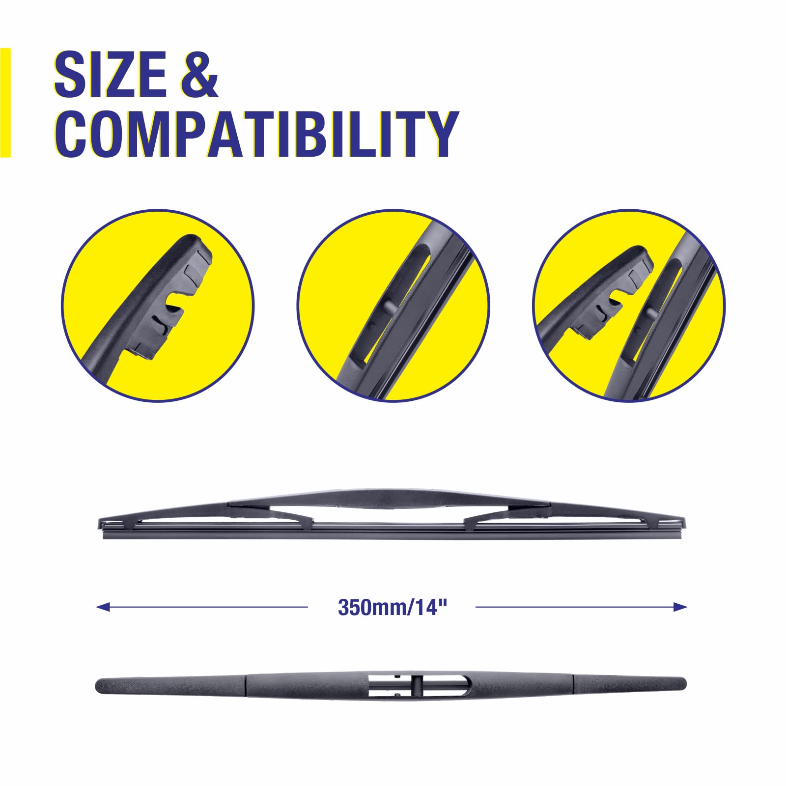 5 Plus Rear Wiper Blade 14 Inch (14-B), Replacement For Honda Crv 2011-2007 Fit 2020-2007 Pilot 2020-2016,2008-2003 /Acura Rdx 2