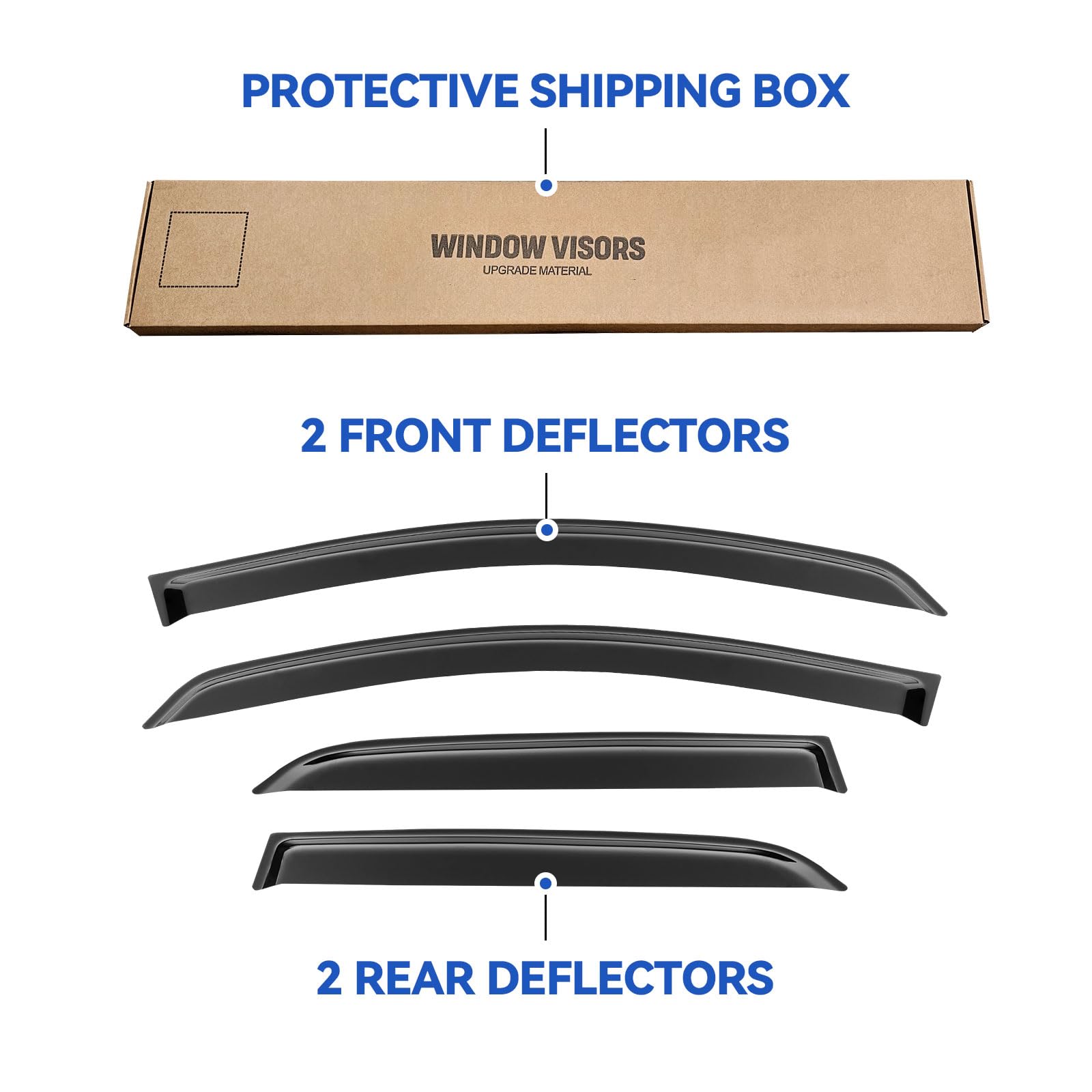 Window Visors Rain Guards for Ford EcoSport 2018 2019 2020 2021 2022, Out-Channel Window Vent Wind Deflectors Visors Shades for