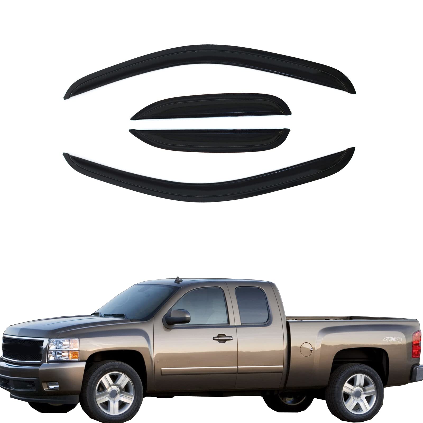 Gldifa Smoke Window Visors Compatible With 2000-2005 Chevy Impala Wind Deflectors Sun/Rain Guards 94234