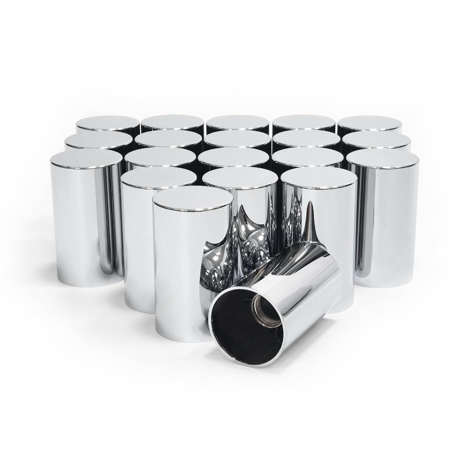 Grandroad Auto 20 Pack Lug Nut Covers, 33Mm By 3-1/2'' Thread On Flat Top Cylinder Nut Cover Caps Abs Chrome Plastic Anti-Rust S