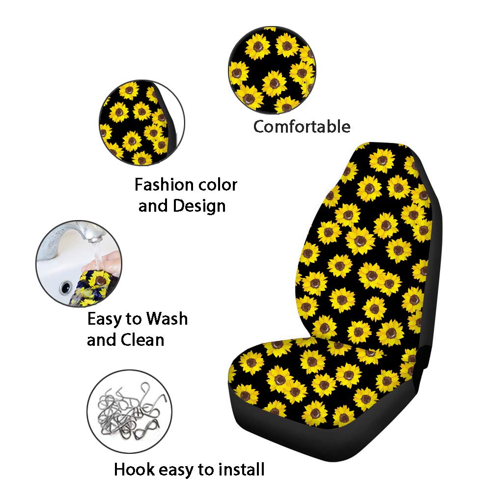 Dreaweet 2 Pcs Cute Cow Print Car Front Seat Covers,Cute Cow Pattern Auto Bucket Seats Protector Fit for SUV/Trucks/Sedans