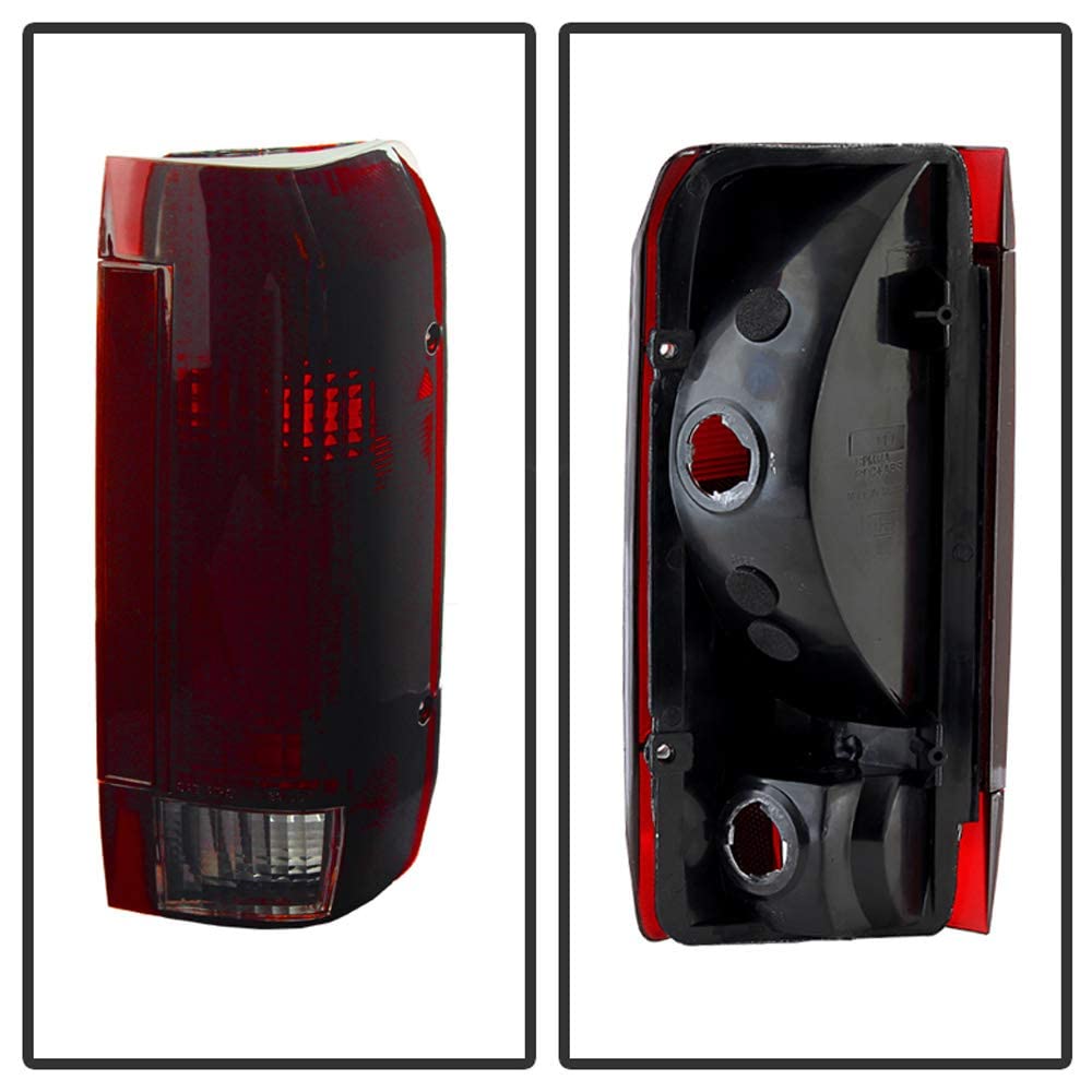 Acanii - For 1987-1996 Ford F150 F250 Bronco Red Smokes Oe Style Tail Lights Brake Lamps Replacement Pair Set Left+Right