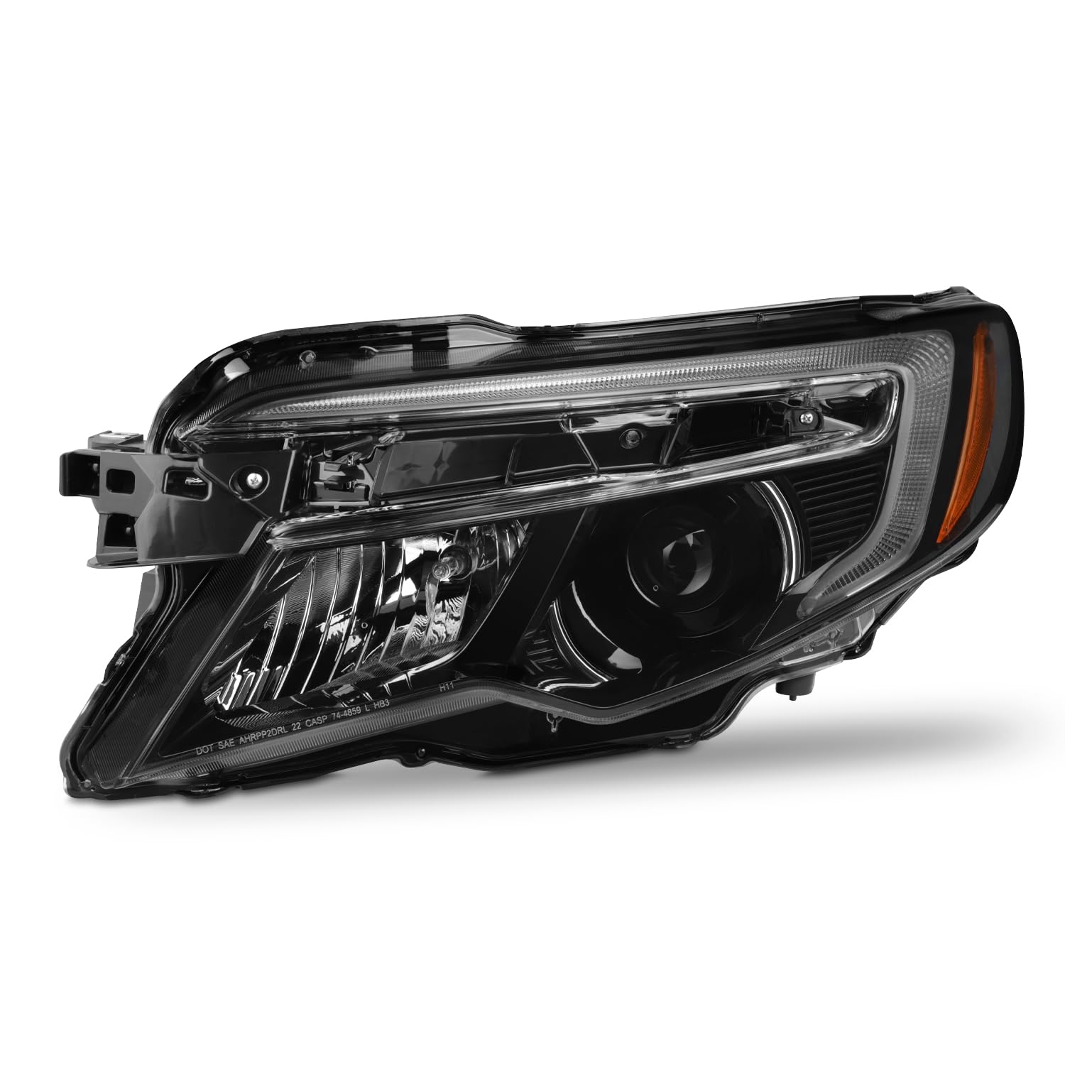 AKKON - Fits 2016-2021 Honda Pilot 2017-2020 Ridgeline Halogen Projector Black Headlight Driver Side w/LED DRL Running