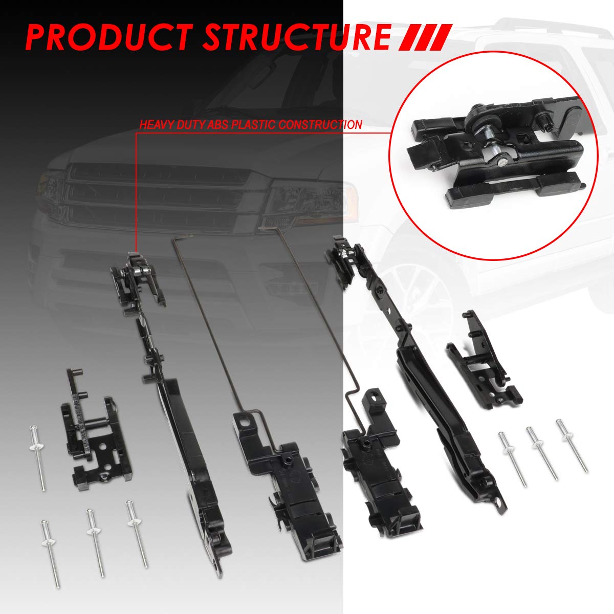 Auto Dynasty Sunroof Track Repair Kit for Ford F-150 F-250 F-350 F-450 Expedition, ABS Plastic/Steel, Black, 2000-2017