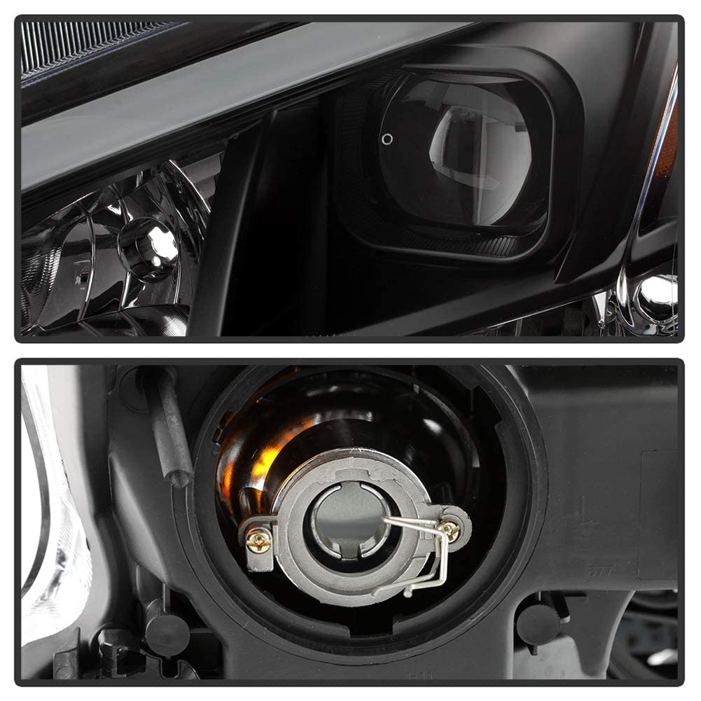 ACANII Projector Headlights for 2009-2014 Nissan Maxima, Black LED Tube Style, Driver & Passenger Side