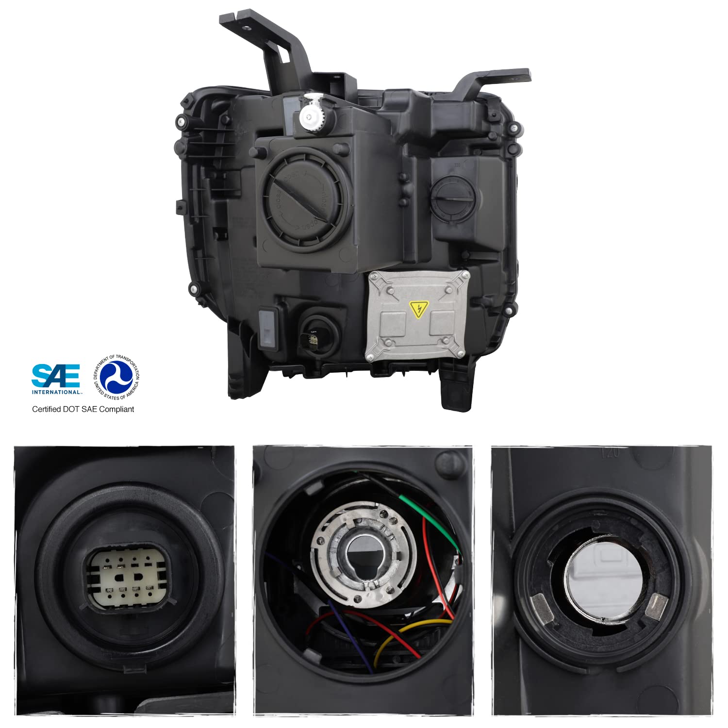 AKKON Projector Headlights for 2016-2019 GMC Sierra [HID/Xenon] with LED DRL - Black OE Style Left Driver