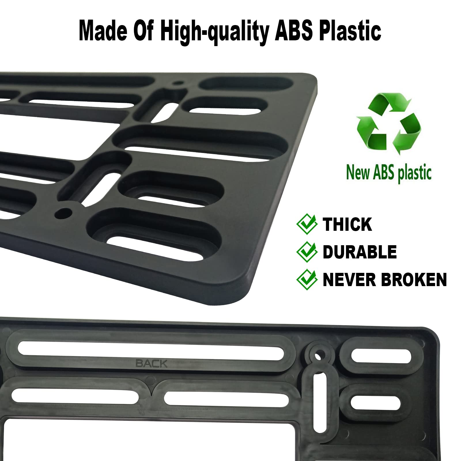 Fbjtdq Front License Plate Mounting Kit- Carbon Fiber License Plate Frame And Universal Bracket For 2 Hole Front Bumper, Black A