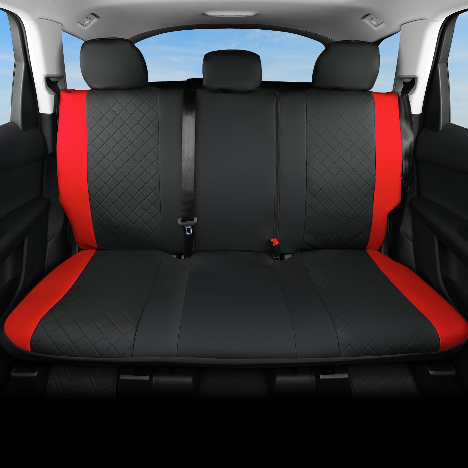 GIANT PANDA Rear Bench Back Seat Cover for Cars, SUV (Red)
