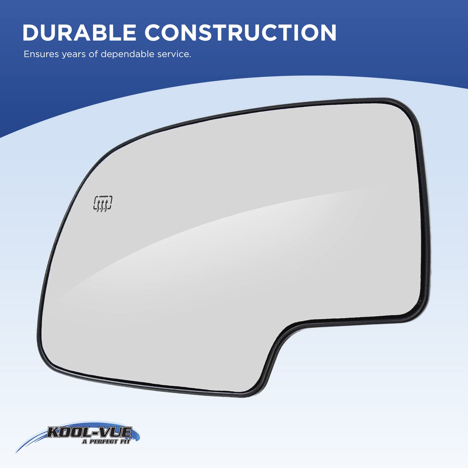 Kool Vue Mirror Glass Compatible With 2010-2017 Chevrolet Equinox Left Side Heated, With Blind Spot Glass, Flat Glass, With Back