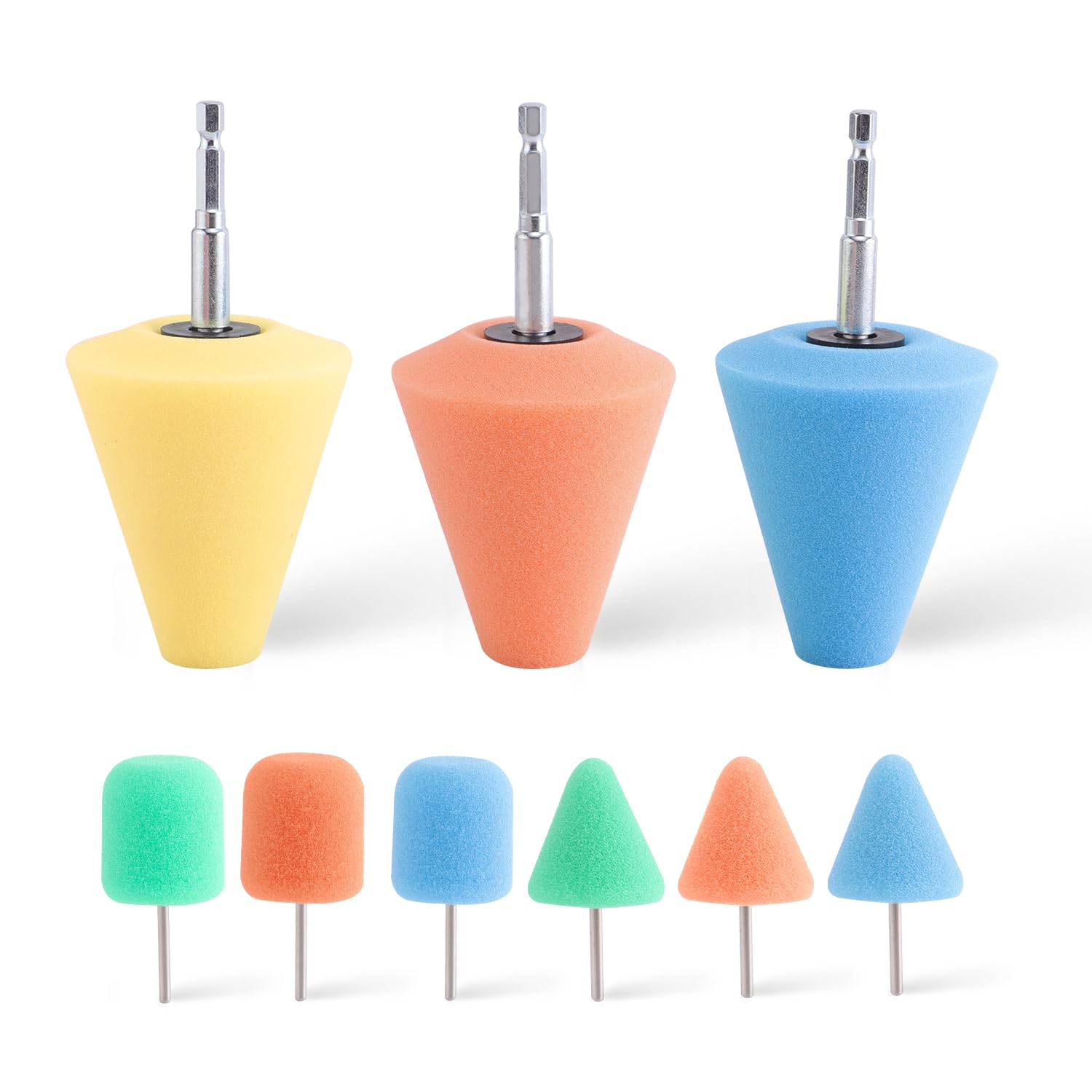 Polishing Cone ZFE 9 PCS Sponge Buffing for Automotive Car Wheel Hub Care, Metal Polish Buffing Polishing Ball for Aluminum and
