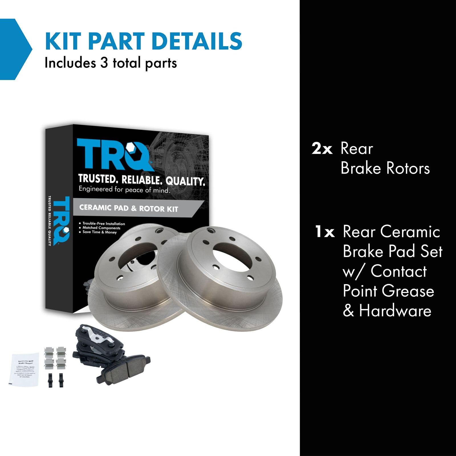 TRQ Rear Ceramic Brake Pad & Rotor Disc Set for 200 Sebring Avenger Jeep