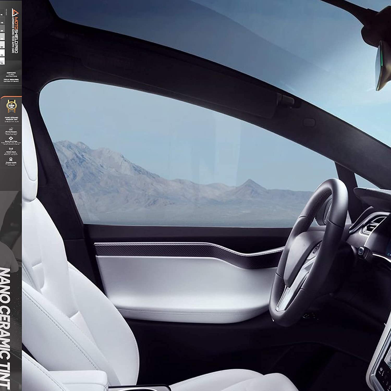 DIY-MotoShield Pro Premium Nano Ceramic Tint (75% VLT) 30    in x 10 ft Roll | Professional Window Film for Auto, Reduce Infrare