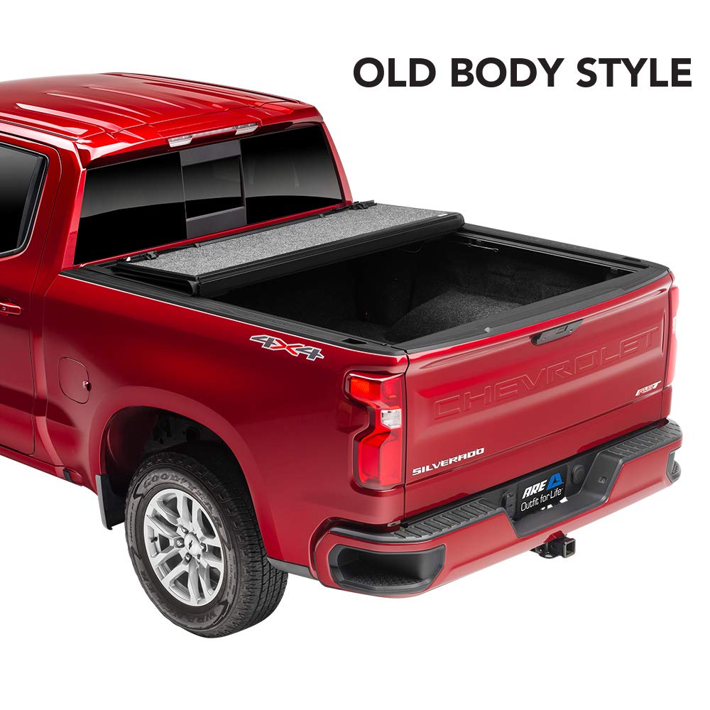 A.R.E. Fusion Painted Hard Fold Truck Bed Tonneau Cover | Ar12018L-G1W | Fits 2014 - 2019 Chevy/Gmc Silverado/Sierra (Does Not Fit Dually) 5' 8' Bed (69.3' ), Paint Code: G1W Abalone White