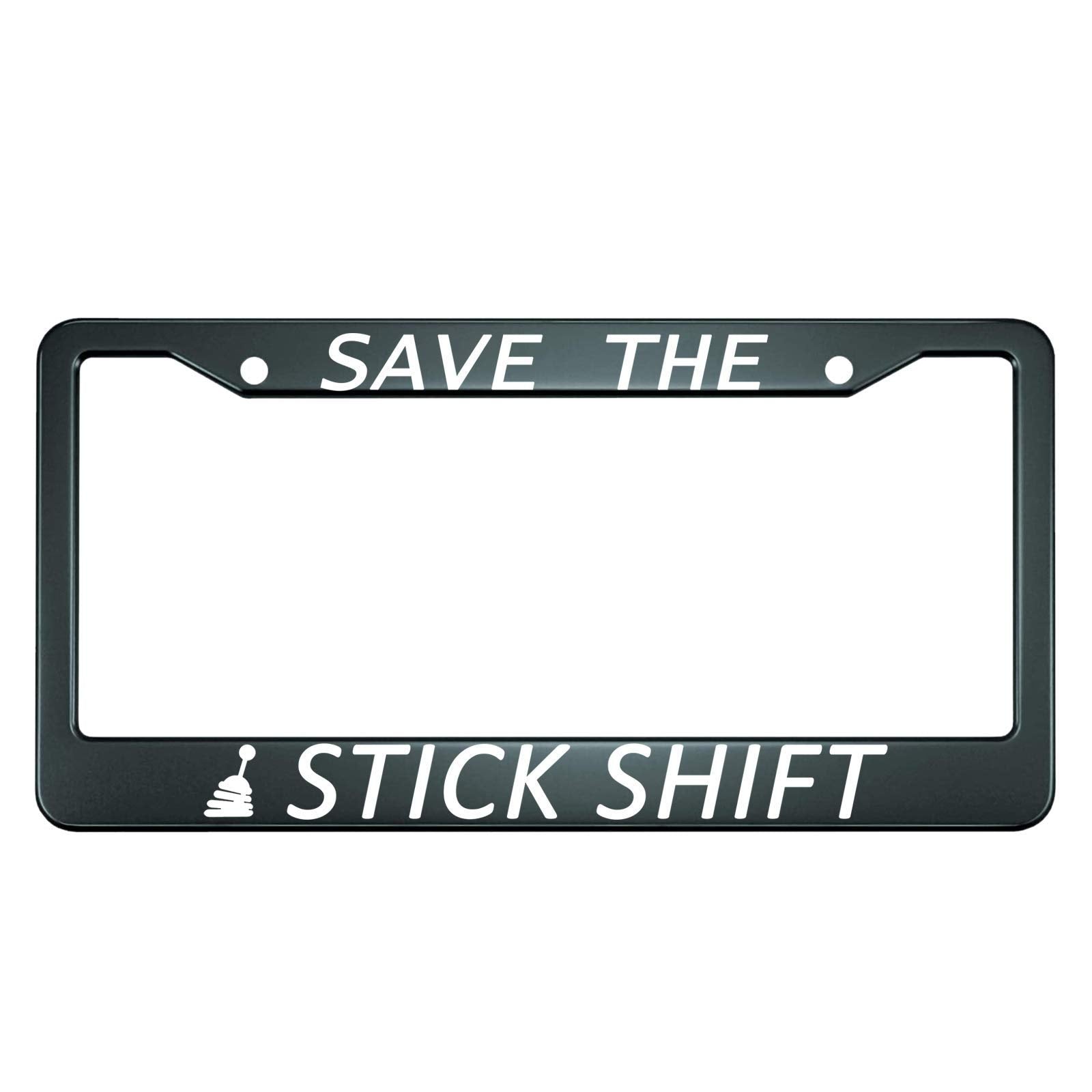 HOSNYE Save The Stick Shift License Plate Frame Metal License Plate Cover Front Plates Frames Car Tag Frame for Women Men US Veh