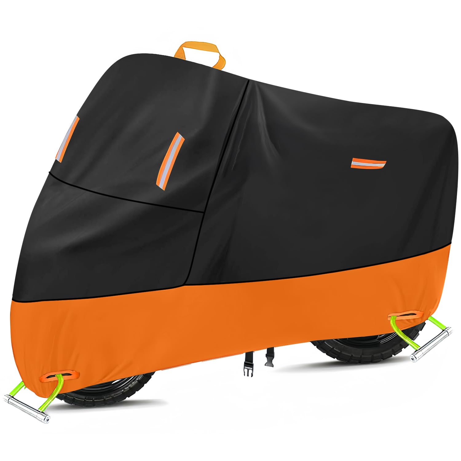 Powersports Vehicle Covers Black & Orange Waterproof Motorcycle Cover with Lock Holes 300D Oxford Heavy Duty Vespa impermeable p