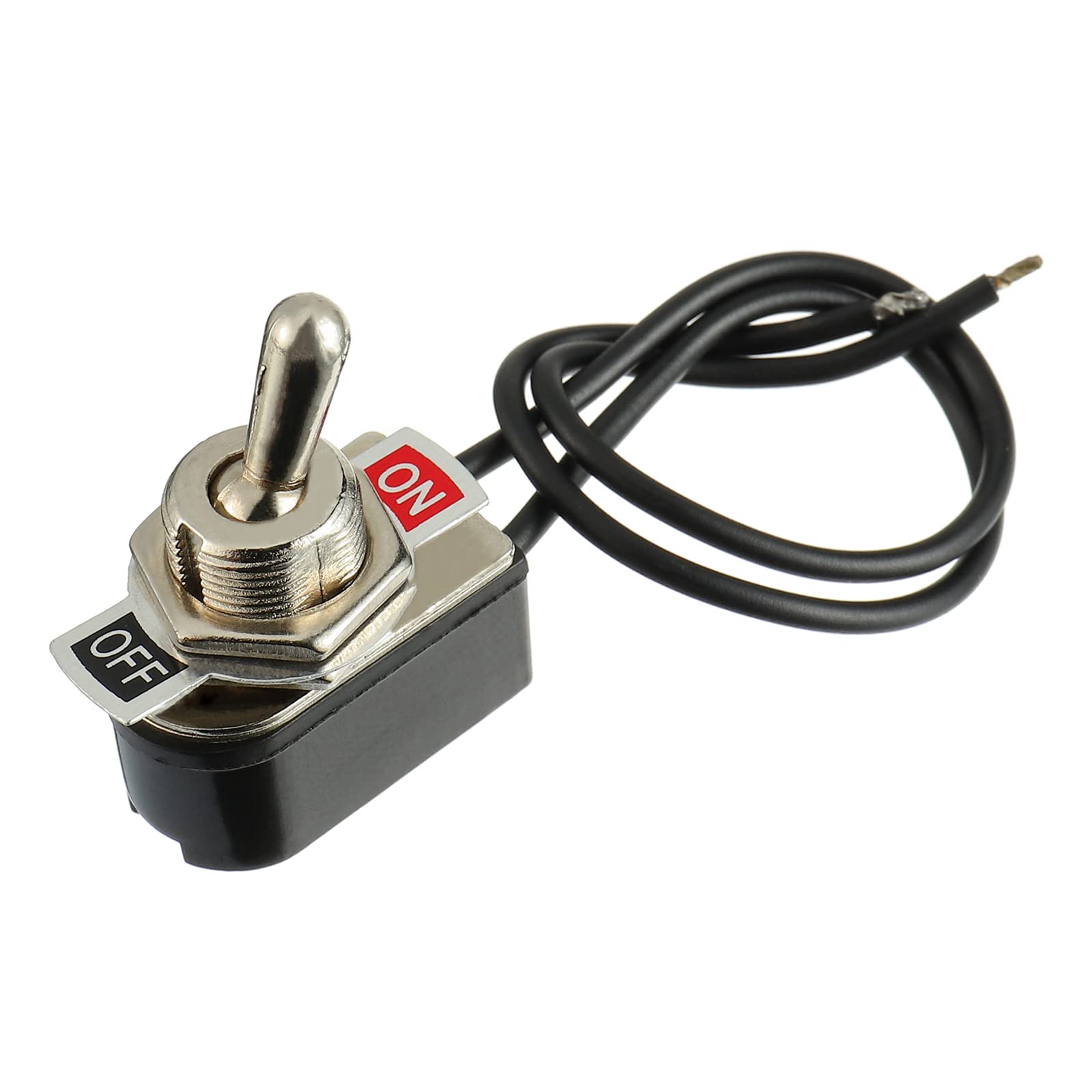 HUAREW Heavy Duty Toggle Switch SPST 2 Pin ON/Off Rocker Toggle Switch 6A/125V 3A/250V for Car Truck Boat Marine Black Shell(1PC