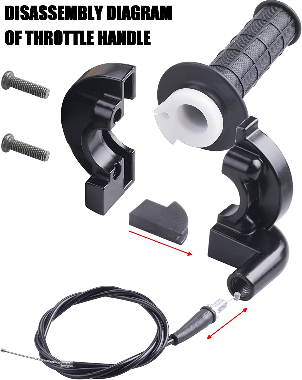 EVSOFMLF 7/8'' 22mm Twist Throttle Cable Handle Kit for 50 90 110 125 196 212cc Pit Bike Dirtbike Set with ON/Off Switch Button