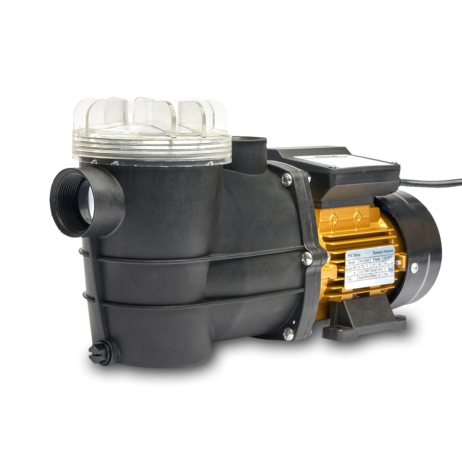 XtremepowerUS 3/4HP Swimming Pool Pump - 2400GPH, Self-Priming, Black, Model 75117-1, Above-Ground Spa & Pond Use
