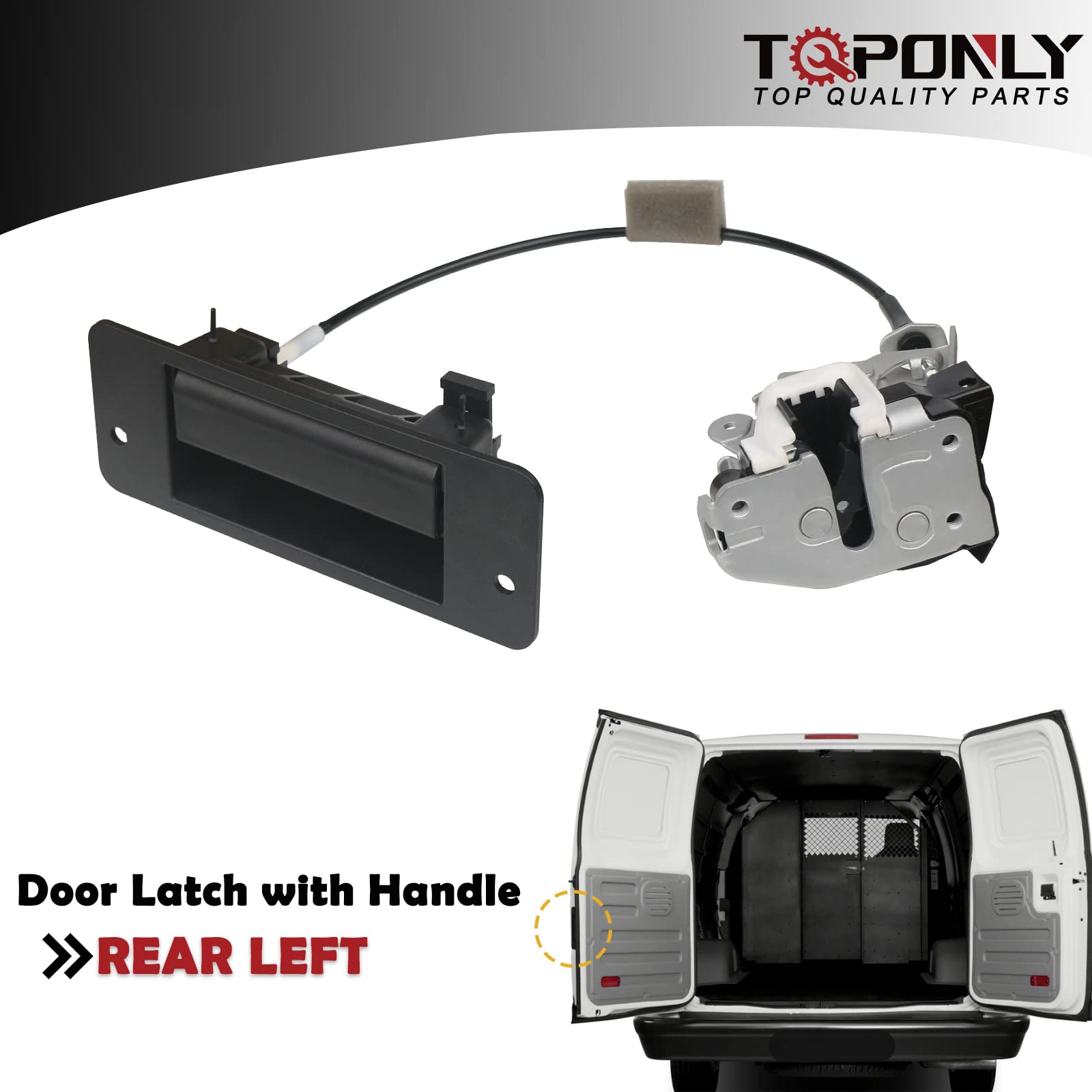 TQPONLY Rear Cargo Door Latch W/Handle,Compatible with 1992-2019 Ford E150 E250 E350 E450 Econoline Club Wagon Super Duty Left D