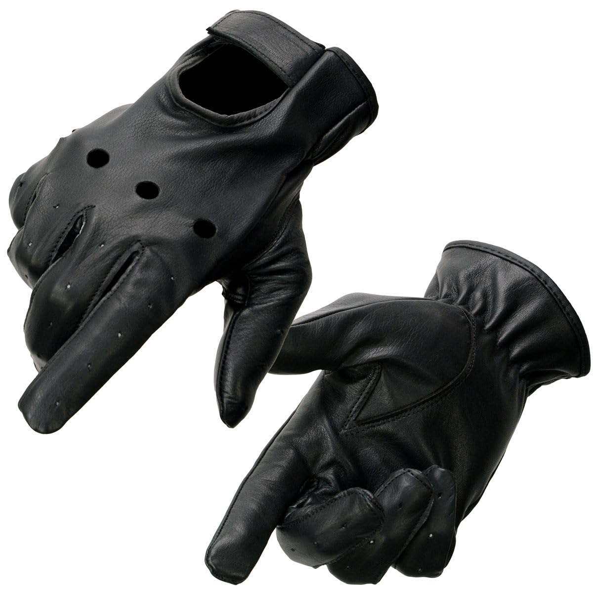 Milwaukee Leather Sh247 Men'S Black Leather Unlined Classic Style Driving Gloves - Large
