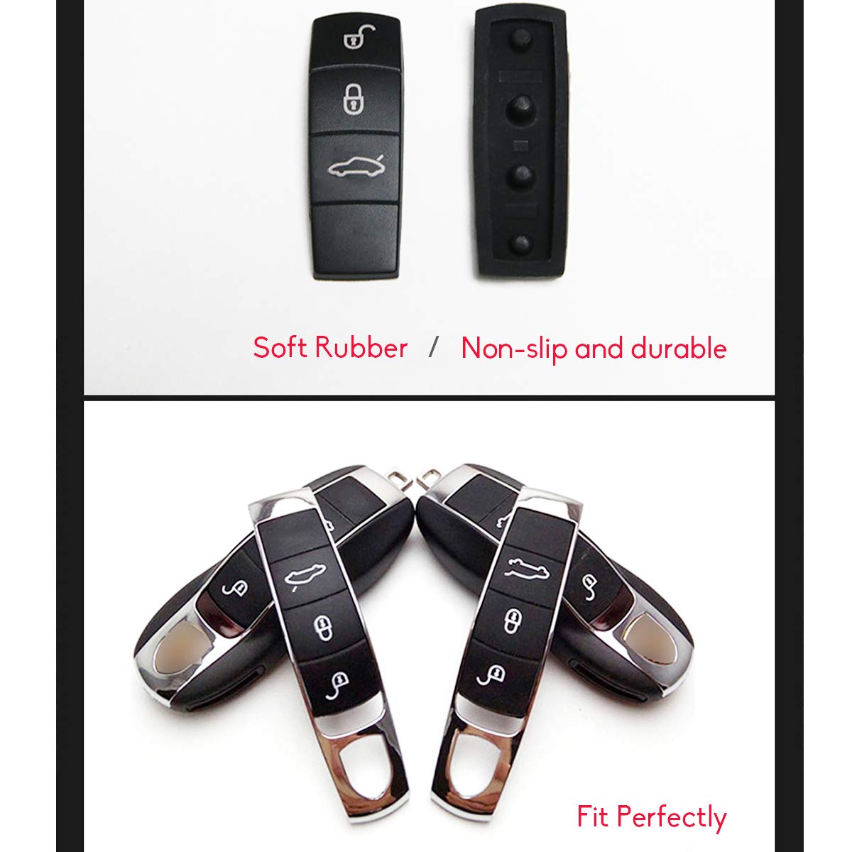 Remote Key Button Cover Compatible with Porsche, Jaronx Key Fob Button Keyless Entry Center Rubber Protectors (Compatible with:P