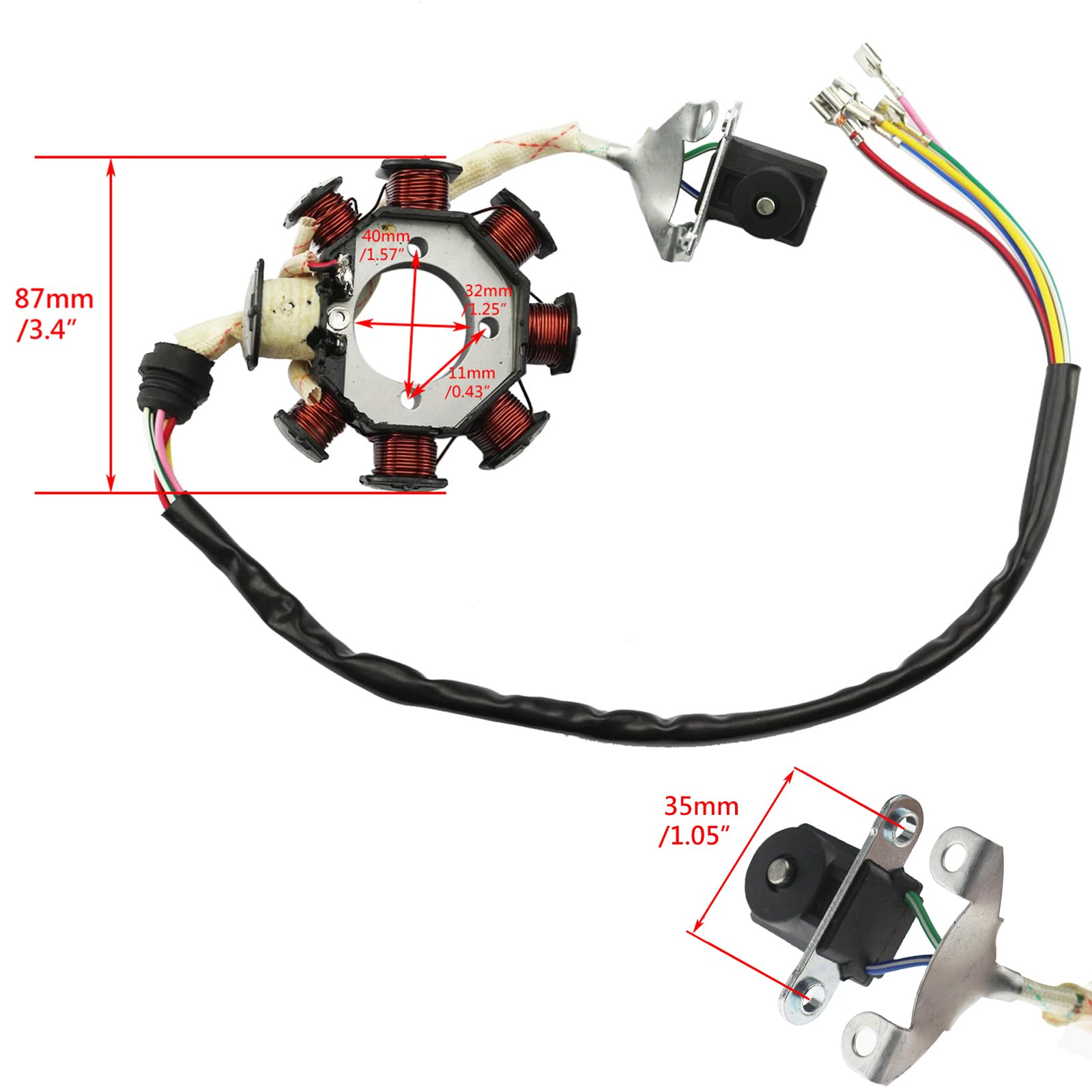Pro Bat 8 Coil Magneto Stator 5 Wires For Zongshen Cg125 125Cc 150Cc 200Cc 250Cc Scooter Moped Atv Quad Dirt Bike Pit Bike 4 Whe